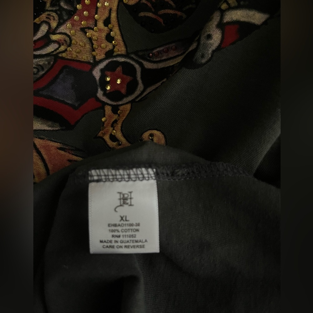 ED HARDY Rhinestone 100% Cotton Garment Washed Short Slv Graphic T-shirt Unisex - Picture 12 of 12